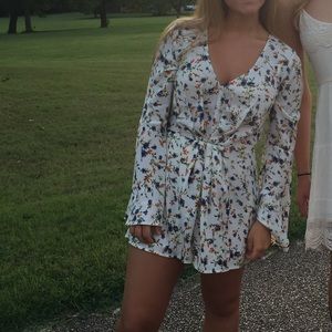 Flowery long sleeve romper